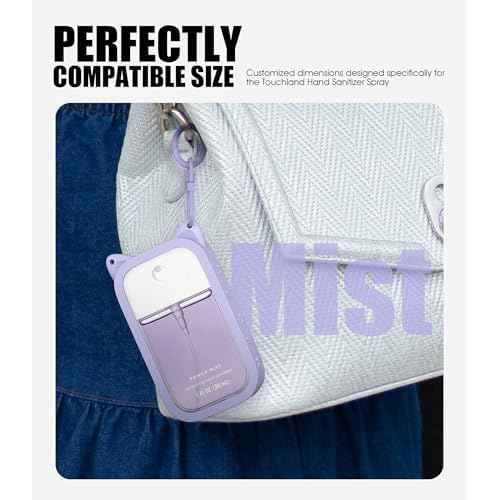 1 Pack Silicone Case Compatible with Touchland Hand Sanitizer Spray (Fit for 1 FL OZ/30 mL Ver), Portable keychain Cute Color Ears (Purple)