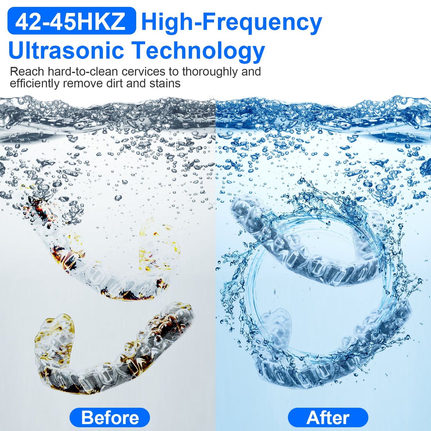 Ultrasonic Retainer Cleaner with UV Light 45kHz, 230ML Capacity, 3 Modes
