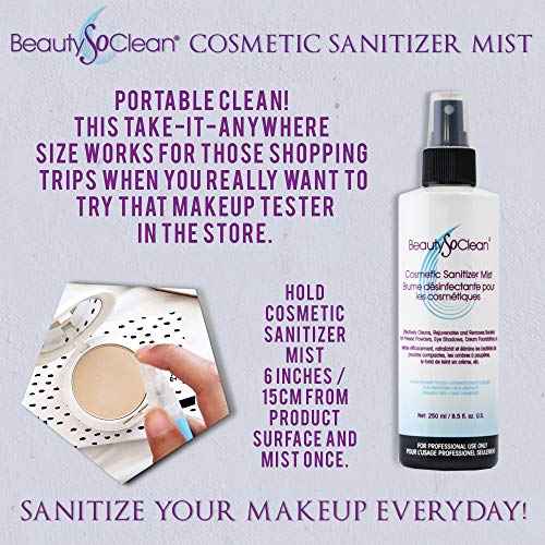 Cosmetic Sanitizer Mist - (8.0 oz.) Makeup Sanitizing Spray for Powder-based Makeup Palettes & Pressed Cream Foundations, Bronzers, Concealers, Blushes, Eyeshadows.