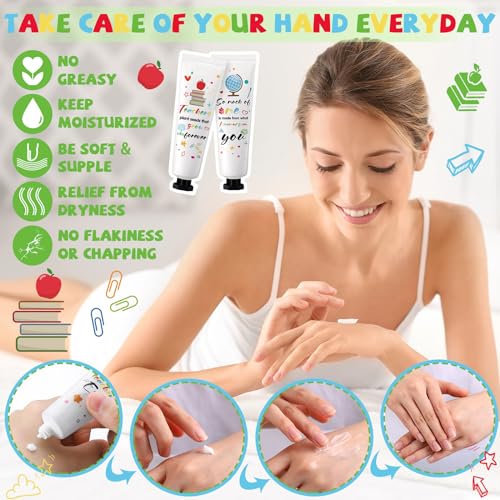 12 Set Christmas Teacher Appreciation Gifts Hand Cream Set Moisturizing Hand Lotion Thank You Teacher Gifts Travel Size with Cards Organza Bags for Dry Cracked Mother's Day