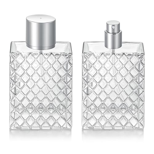 2Pcs 100ml 3.4 oz Refillable Spray Perfume Bottles large cosmetic Fine Mist Atomizer Empty Portable Clear Glass Essential Oil Container for Travel