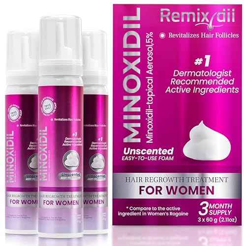 Minoxidil for Women | 5% Minoxidil For Women Hair Growth | Hair Regrowth Treatment | Unscented Topical Foam | Dermatologist Recommended | Clinically Proven Formula | 3 Month Supply
