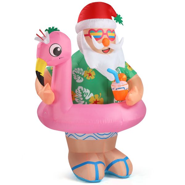 5.9 FT Inflatable Hawaii Santa Claus Decoration with LED Lights