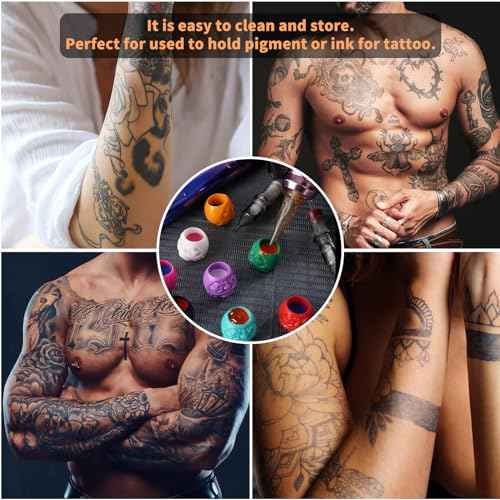 EZ Tattoo Ink Cups - 200pcs Daruma Disposable Ink Caps Tattoo Ink Pigment Holder, Tattoo Supplies and Equipment for Tattoo Needles and Tattoo Machine Kit (Orange)