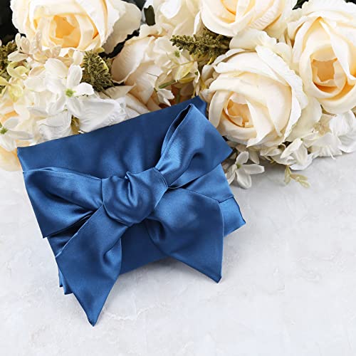 Extra Large Satin Bonnet Sleep Cap for Women, Double Layer Silky Hair Bonnet with Tie Band for Braids/Curly/Long Hair - Royal Blue