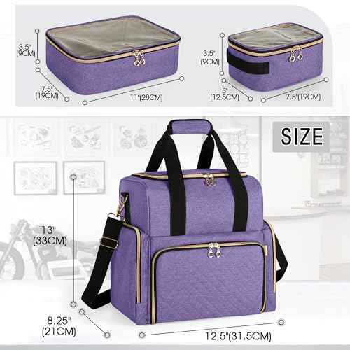 LUXJA Large Tattoo Travel Case with 3 Removable Pouches, Tattoo Supplies Organizer for Tattoo Stencil Printer and Tattoo Kit, Purple