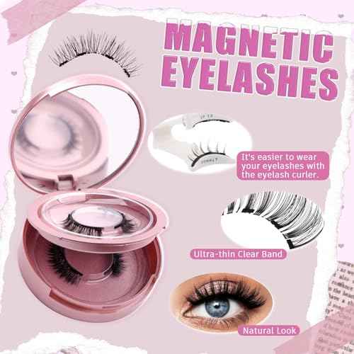 FADLASH 2 Pair Magnetic Eyelashes with Applicator Reusable Magnetic Lashes Wispy Lashes No Glue Needed False Eyelash Natural Look (A02)
