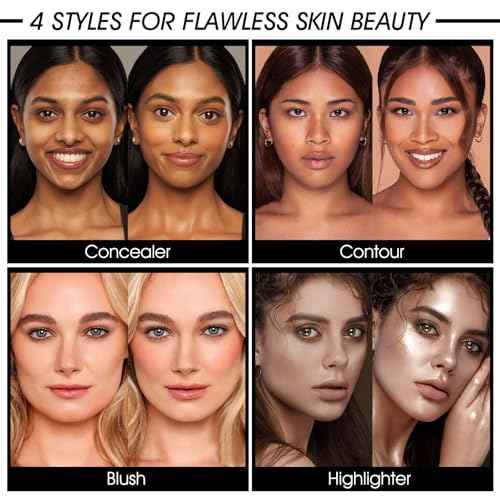 16 Colors Cream [Contour Concealer Foundation] Makeup Palette for Cheeks - All in One Makeup Palette Kit with Brush, Natural Matte Long Wearing, Waterproof Blendable Face Make Up Pallete (#06)