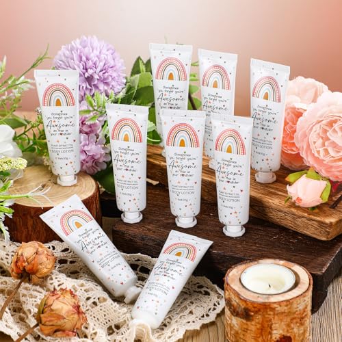 24 Pcs Mini Body Lotion Gifts Bulk for Dry Skin Travel Size Rainbow Body Cream Christmas Teacher Appreciation Gifts Moisturizing Lotion Stocking Stuffers for Women Teen Girls Nurse