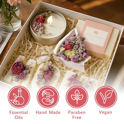 Gift Basket for Mom ? Birthday & Christmas Small Spa Box ? Relaxing Mom Gift Set with Candle, Soap & Wax Melts ? Perfect Xmas, Holiday or Birthday Present