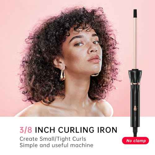 HIRAY 3/8 Inch Curling Iron,9mm Tiny Curling Wand,Ceramic Small Barrel Curling Iron with Adjustable Temperature,Fast Heating,for Short & Long Hair