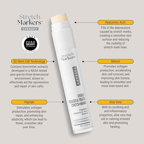 StretchMarkers Therapy Stretch Mark Cream ? Visibly Reduces and Treats, Stretch Marks Removal with Retinol, Hyaluronic Acid, Bioactive Peptides & 3D Stem Cell Technology, 1 fl oz