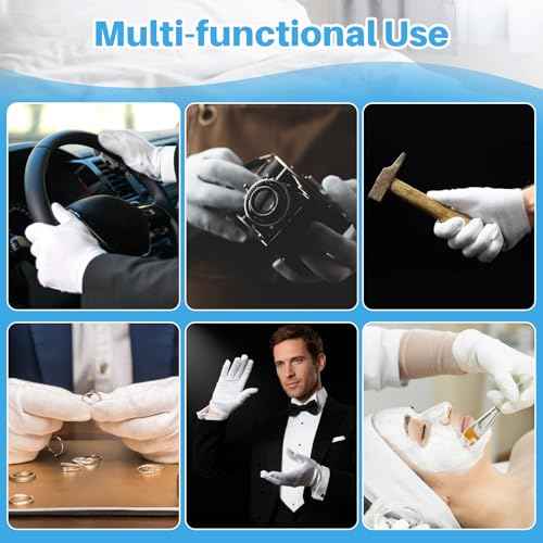 5 Pairs White Cotton Gloves - Breathable Cotton Gloves for Dry Hands Sleeping, Inspection, Coin Handling, Reusable Soft Cloth Glove for Eczema, Spa, Moisturizing Hands, High Elasticity, Women and Men