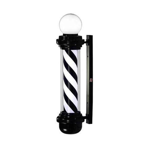 MIUXIU 35'' Barber Pole Light, Black White Rotating Hair Salon Open Sign, Wall Mount, Save Energy