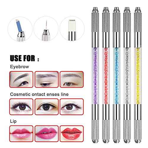 10 Pcs Double Sided Manual Tattoo Fog Eyebrow Pen Needle Tip Holder Tool Manual Pen Kit for Makeup Supplies