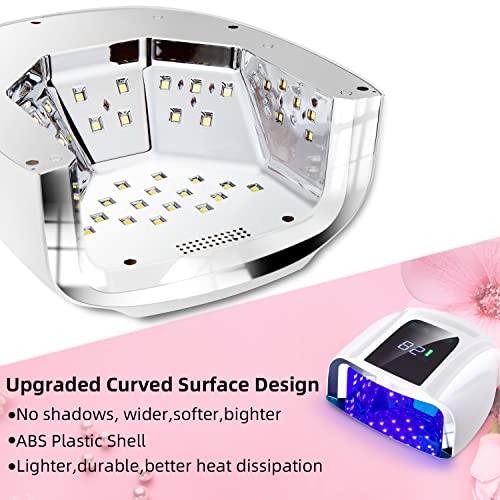 96W Rechargeable UV LED Nail lamp,Cordless Nail Dryer with Removable Stainless Steel Bottom,Professional Curing Lamp for Fingernail and Toenail, Auto Sensor & Quick Dry Nail Machine (White)