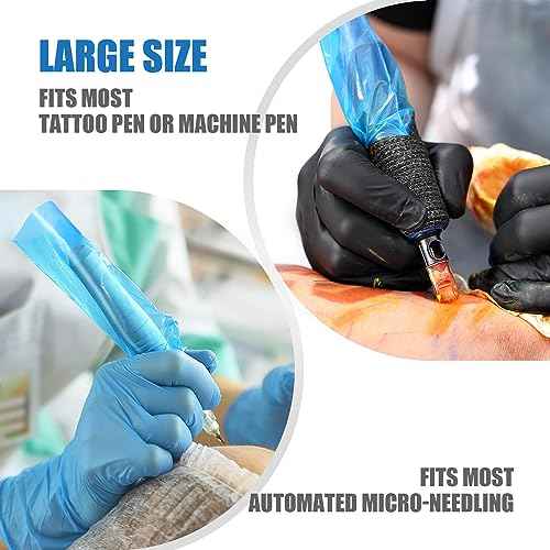 Pen Machine Covers and Grip Tapes 200pcs Tattoo Machine Covers with 4pcs Grip Wrap Cover 7.5 x 2.7" Tattoo Pen Sleeves Self adhesive Tape Tattoo Pen Bags Tattoo Supplies