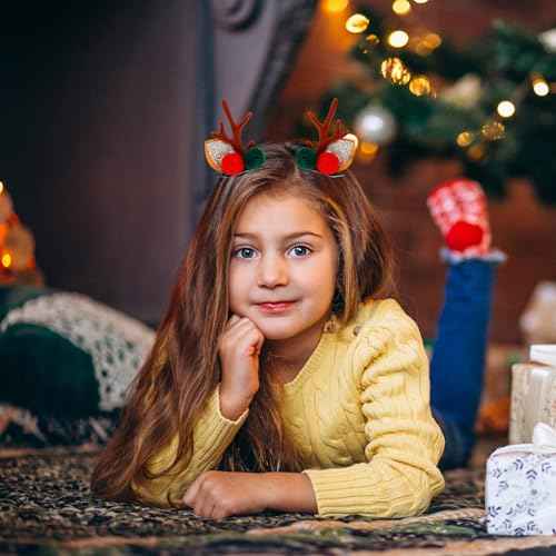 3 Pairs Christmas Reindeer Hair Clips, Cute Antlers Ears Hair Accessories, Deer Ears Headdresses for Girls and Toddlers