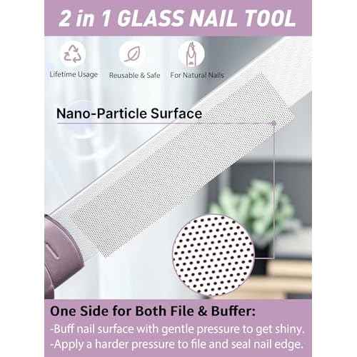 2 Packs Glass Nail Buffers with Case for Natural Nails, Glass Nail Files Shaping Nano Nail Shiners Crystal Polisher Manicure Tools Shine for Home Salon Use Stocking Stuffers for Women Christmas Gift