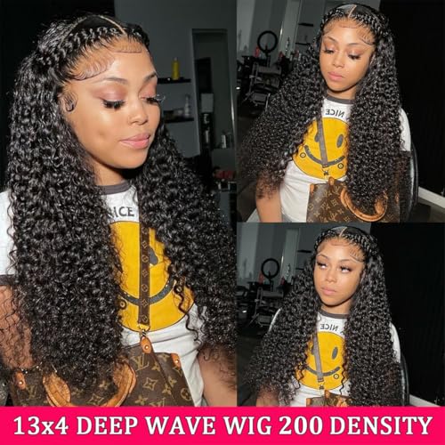 Lovelyworld Deep Wave Lace Front Wigs - Human Hair, 30 inch, 200 Density, HD Deep Curly Lace Front Wig