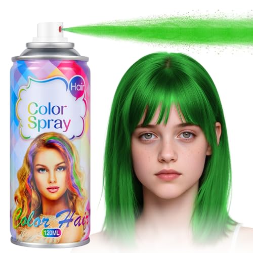 Acomler Green Hair Spray Temporary, Washable Hair Color Spray for Kids Women Men, One-Day Hair Wax Color, Temporary Hair Dye Spray for Cosplay, Party, Christmas, Halloween,Crazy Hair Day(Green,4.06oz)