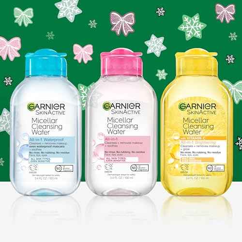 Garnier SkinActive Micellar Water Gift Set, Face Cleansing Holiday Skin Care Kit with Travel Size Micellar Facial Cleansers, Includes Original, Waterproof and Vitamin C Formulas, 1 Kit