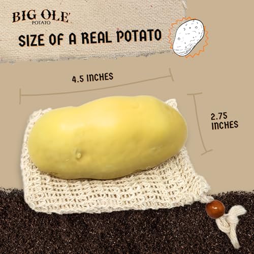 Big Ole Potato - Prank Gifts of Fake Potato - Funny Gift Soap with Potato Sack Exfoliating Body Scrub - Funny Gag Gift for Men and Women - Funny Gifts for Birthday, Office, or Christmas 9.10oz (257g)