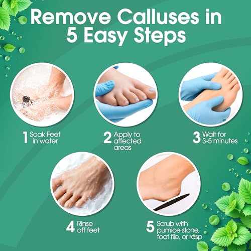 Callus Remover for Feet, Extra Strength Foot Callus Remover Gel, 16oz Salon Grade Home Pedicure Supplies for Dry Skin, Cracked Heel, Professional Strength Foot Care, Cool Mint