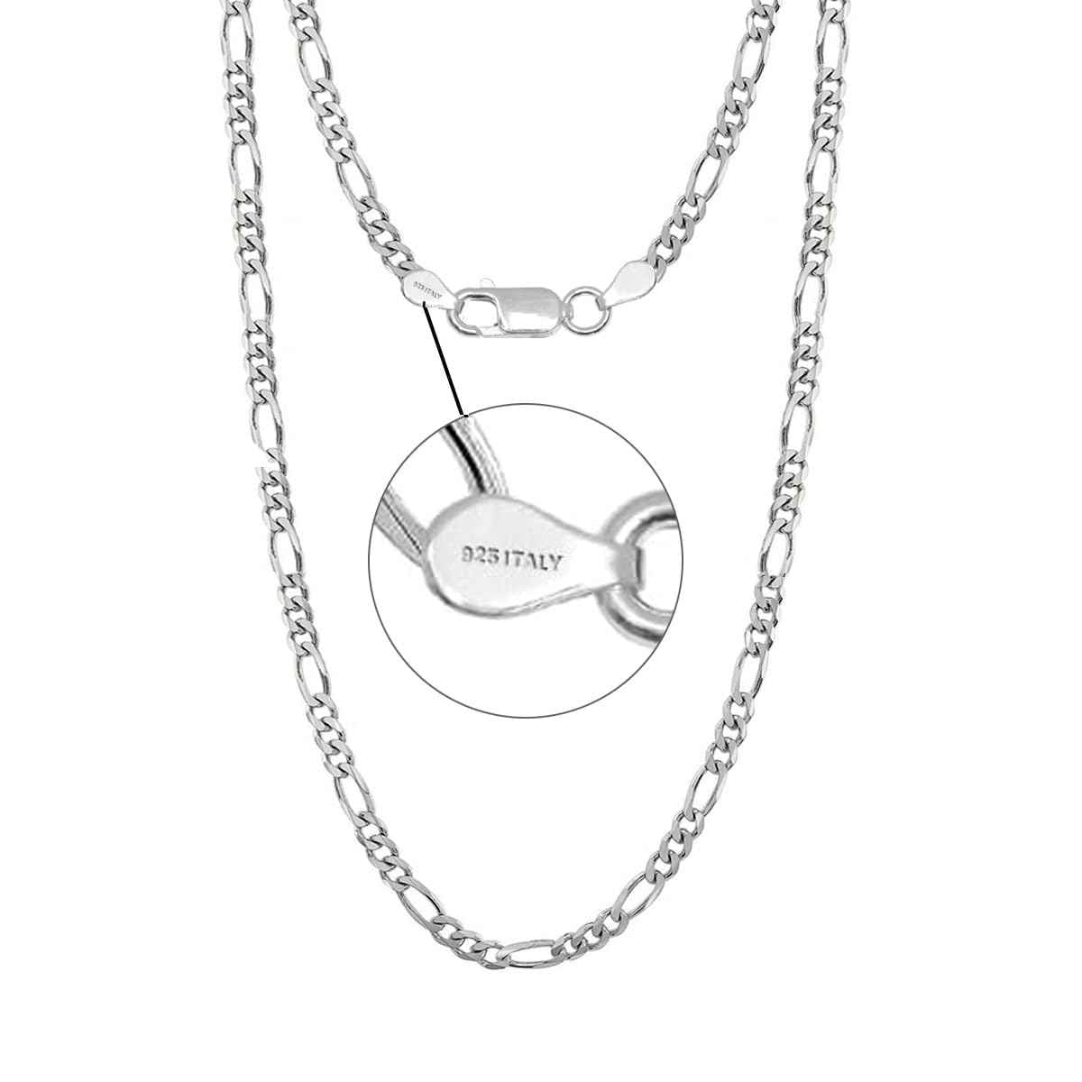 LeCalla 925 Sterling Silver Italian 3.5 MM Solid Diamond-Cut Figaro Link Chain Necklace for Men and Women 26 Inches