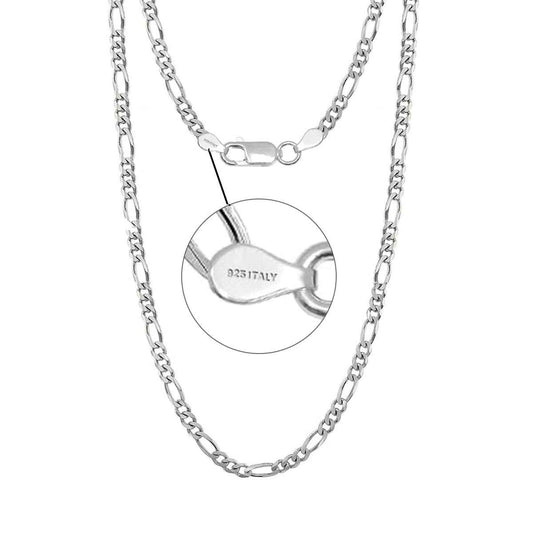 LeCalla 925 Sterling Silver Italian 3.5 MM Solid Diamond-Cut Figaro Link Chain Necklace for Men and Women 26 Inches