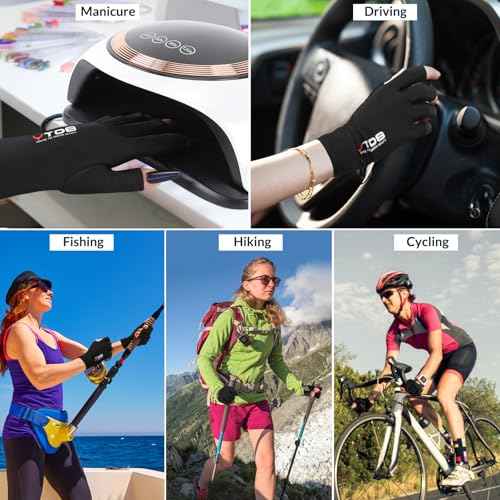 Fingerless Gloves, UV Protection Gloves for Women, Ideal for Gel Manicures and UV Light for Nails, Lightweight and Stretchy Fabric