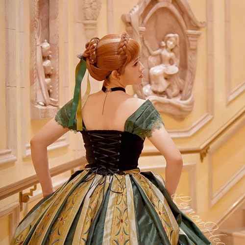 DDazzling Princess Rhinestone Gold Hair Comb with Satin Ribbons Halloween Birthday Accessories for Women Girls, 3 Colors (Green Gold)