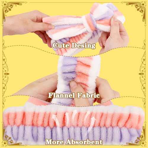24 Pcs Spa Headband Bulk for Christmas Stocking Stuffers, Women Girls Bow Makeup Hairband Gifts Soft Flannel Headband for Washing Face Skincare Slumber Bachelorette Party Supplies Teen Party Favors