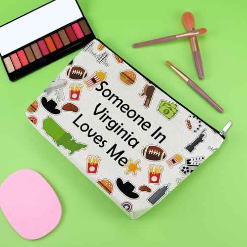 Virginia State Makeup Bag Virginia Gift for Women Long Distance Relationships Gift Travel Souvenir Cosmetic Bag Christmas Vacation Presents for Friend Sister Graduation Cosmetic Pouch Trip Present