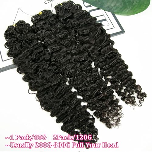 BLG Pre Looped Human Crochet Hair Knotless Pre-Separated Crochet Human Hair Extensions 22 Inch 60g Burmese Water Wave Invisible Feather Extension Real Human HairCurly Micro Link Crochet Hair