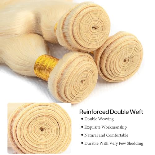 613 Human Hair Bundles Body Wave Blonde Bundles 100% Unprocessed 12A Grade Brazilian Virgin Human Hair 613 Hair Extensions for Women 30 Inch
