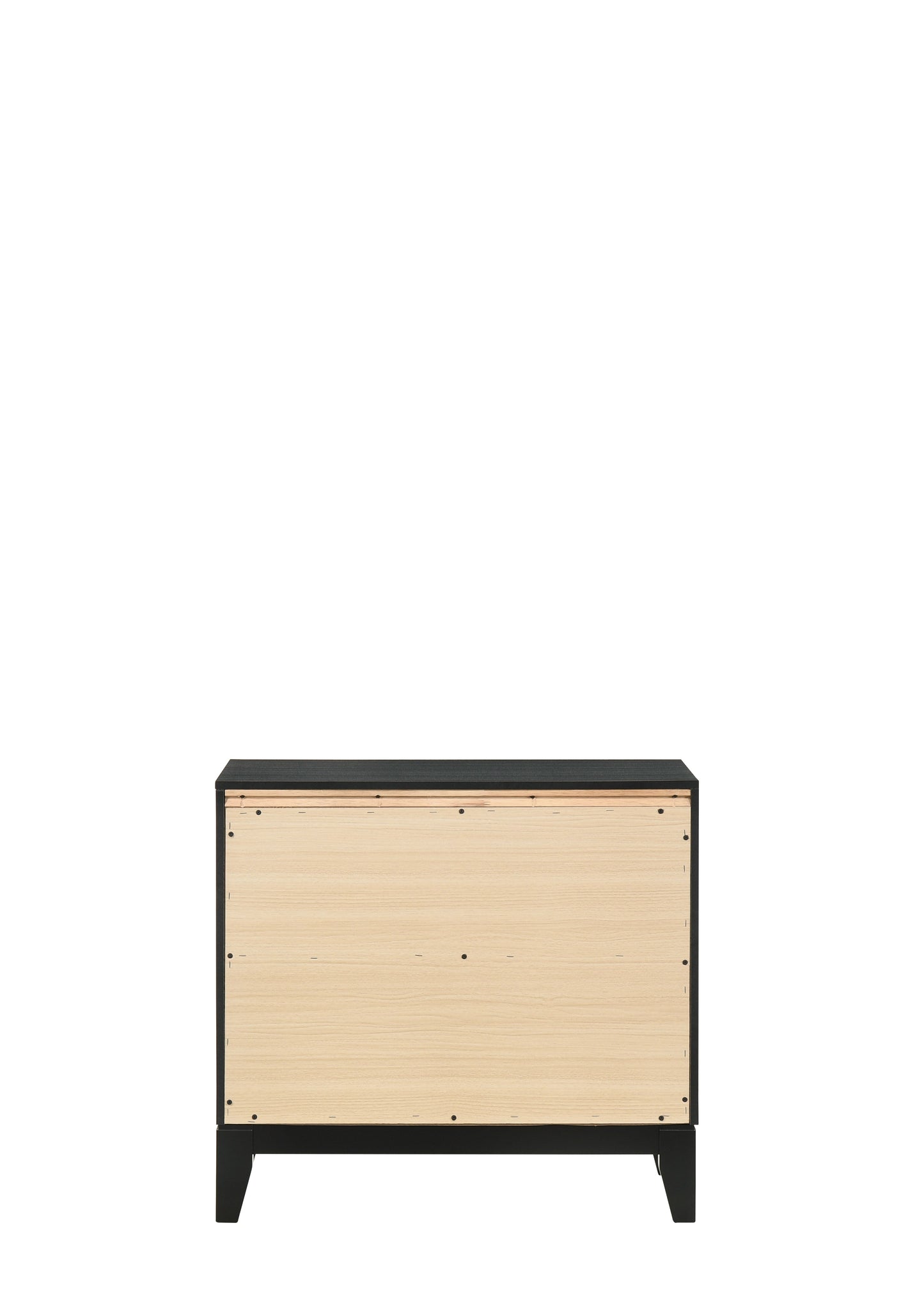 Weathered Black Finish Nightstand with Silver Trim