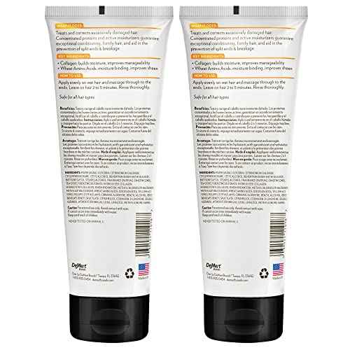 Hi-Pro-Pac Hair Mask - Extremely Damaged Hair Repair - (2-Pack) 8 fl oz - Intense Protein Treatment Masque - Deeply Conditions, Fortifies, and Helps Prevent Split Ends and Breakage