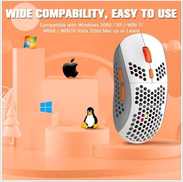 ZIYOU LANG M8 Wired Gaming Mouse, Lightweight Honeycomb Shell Computer Mouse with High-Precision 6400DPI Optical Sensor,6 Button Programmable RGB Ultralight Gaming Mice for Windows/PC/Mac/Laptop(Pink)