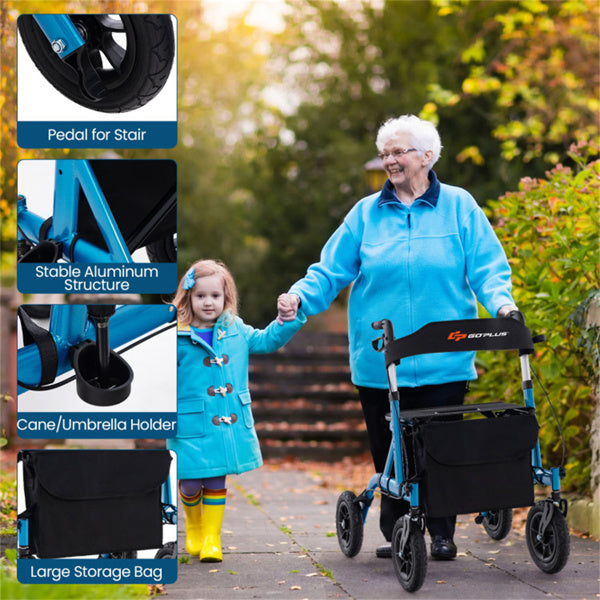 All-Terrain Rollator Walker with 9.5-Inch Wheels & Adjustable Height