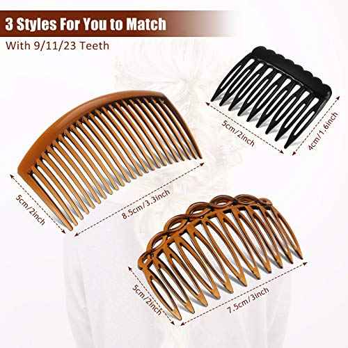 24 Pieces French Hair Side Combs Set Plastic Twist Comb Hair Clip Combs Accessories for Girls Women (9/11 /23 Teeth Side)