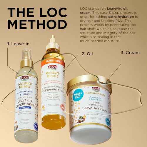 African Pride Moisture Miracle 5 Essential Hair Oils with Vitamin E | Moisture, Shine, Protection, and Growth | Argan, Castor, Grapeseed, Coconut, and Olive Oil | 8 oz