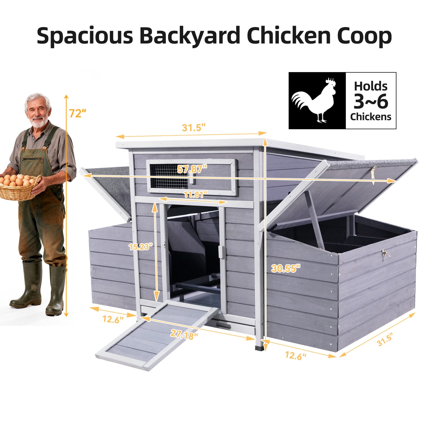 Prohibited Platform-Temu,Large Wooden Chicken Coop Outdoor Hen House