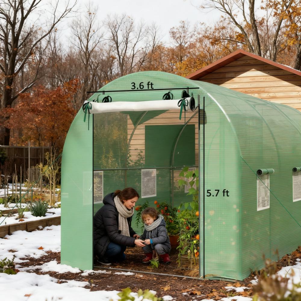 Walk-In Greenhouse with 2 Support Rods - 175.6" x 78.3" x 78.7"