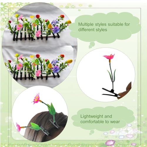 100 pcs Rave Bean Sprout Hair Clip Funny Barrette Headwear Plant Hairpins Mixed Style Little Grass Flower Fruit Butterfly Mushroom Hair Accessories for Girls Women Party Scool Home