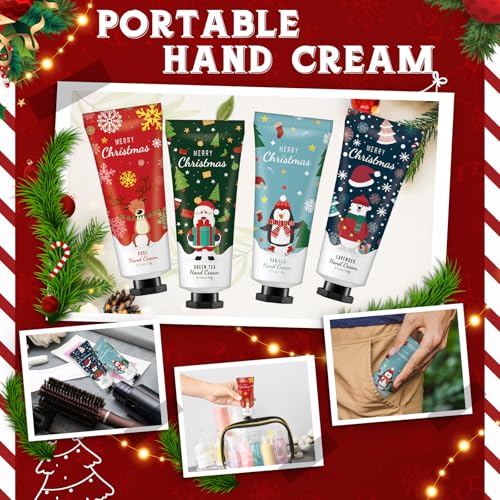 72 Christmas Hand Cream Gift Set Christmas Stocking Stuffers Hand Cream Travel Size Care Cream Bulk Mini Hand Lotion for Dry Cracked Hands Employees Colleagues Teacher Gifts