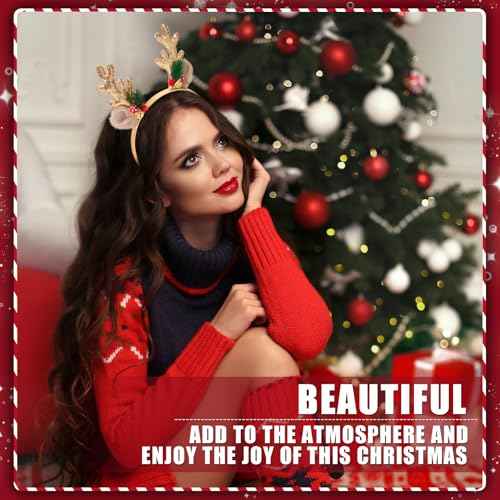 Christmas Headbands Gold Christmas Glitter Elk Antlers With Jingle Bells Hair Accessories Holiday Party Gift for Women Girl Costume Accessory Christmas Party Supplies