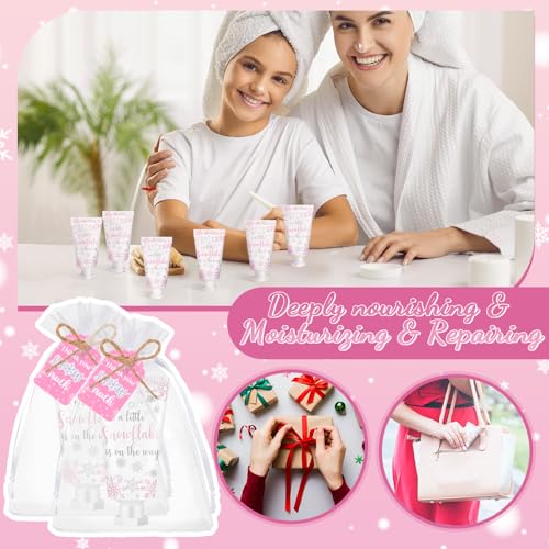 48 Sets Baby Shower Hand Cream Party Favors for Guests Christmas Hand Cream Gift Bulk Travel Size Lotion Set for Wedding Christmas(Snowflake)