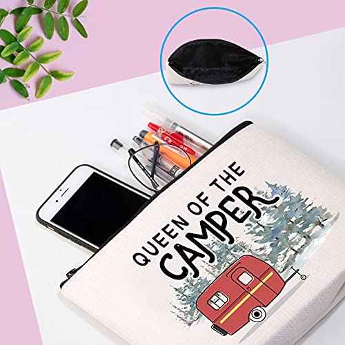 GJTIM Queen of the Camper Outdoor Gift Camping Camper Novelty Happy Camper Shopping Tote Bag (Camper Camper Bag)