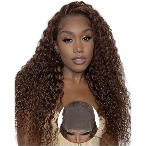 ONICE Wear And Go Glueless Wigs Human Hair Pre Plucked 5x5 HD Lace Closure Human Hair Wigs For Black Women Upgraded No Glue Deep Wave Lace Front Wigs Human Hair(Chocolate Brown,22Inch)